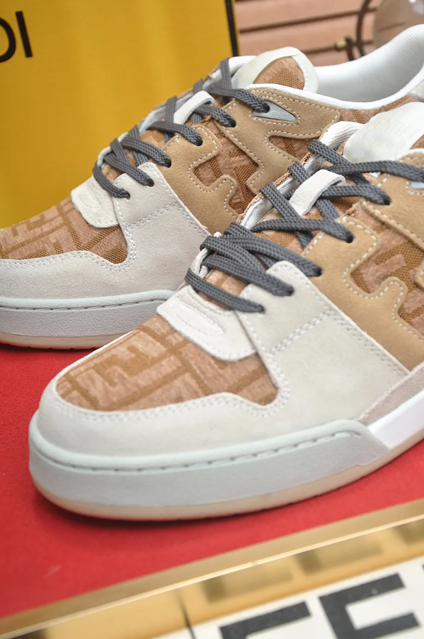 Men's shoes 💰600💶 [Fendi] The latest couple model 🔥 Many 💑 stars have the same style. FD match is a one-to-one replica of the original version. The first fendi match created by designer Kim Jones and Trainer basketball sneakers by Donkey. Material: Original silk leather. Lining: breathable mesh. Packaging: Original 1:1 matching high-end packaging. Size: Female 35-40 Male 38-44 (45 46. Custom-made (no return or exchange)